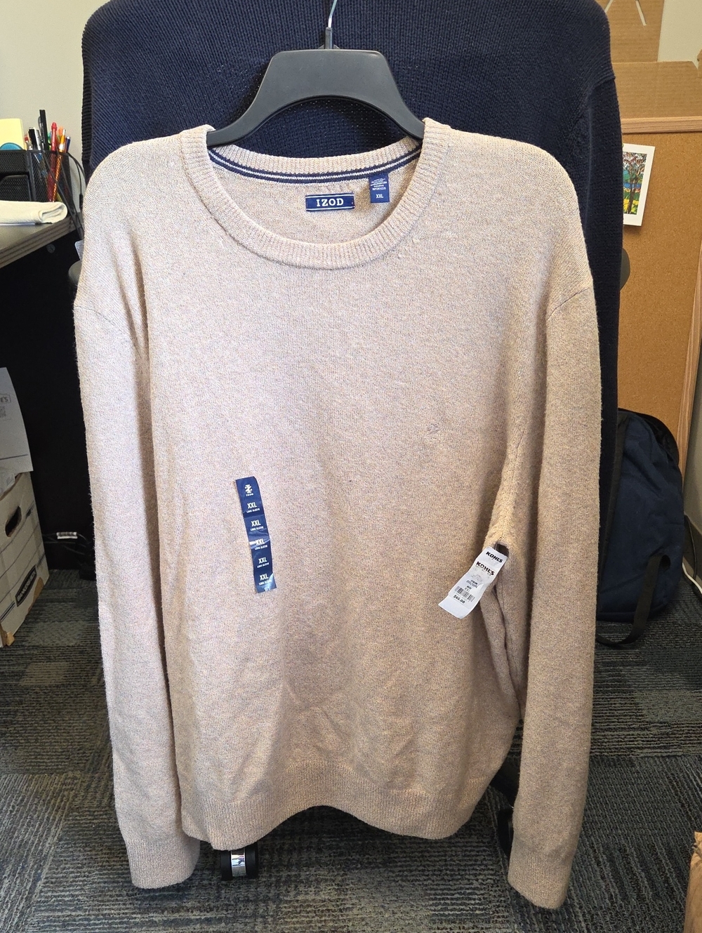 IZOD Soft Yarn Crewneck Camel Sweater-NWT- Men's Size XXL-Versatile-Casual